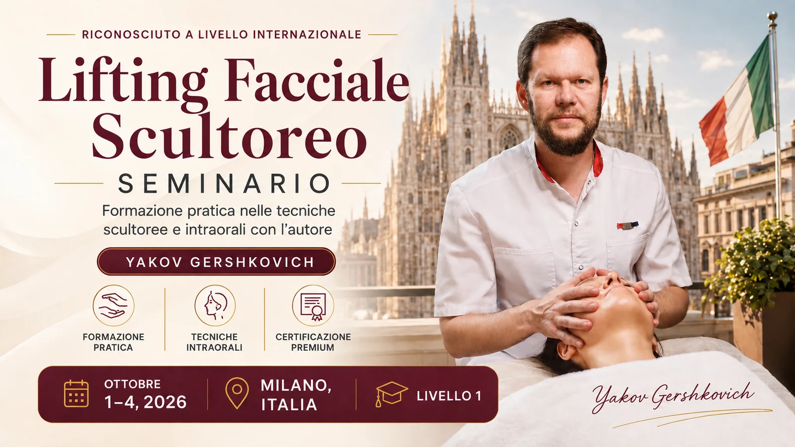 Sculptural Face Lifting Seminar with Yakov Gershkovich — Milan, 1–4 October 2026